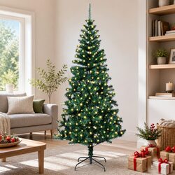 Practical 240cm Green Christmas Tree with Integrated LED Lights