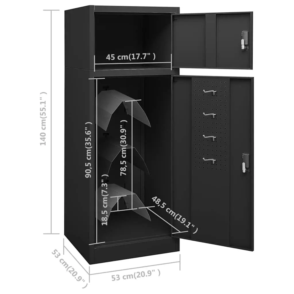 Saddle Cabinet Storage Locker Tack Room Equipment 53x53x140cm Anthracite