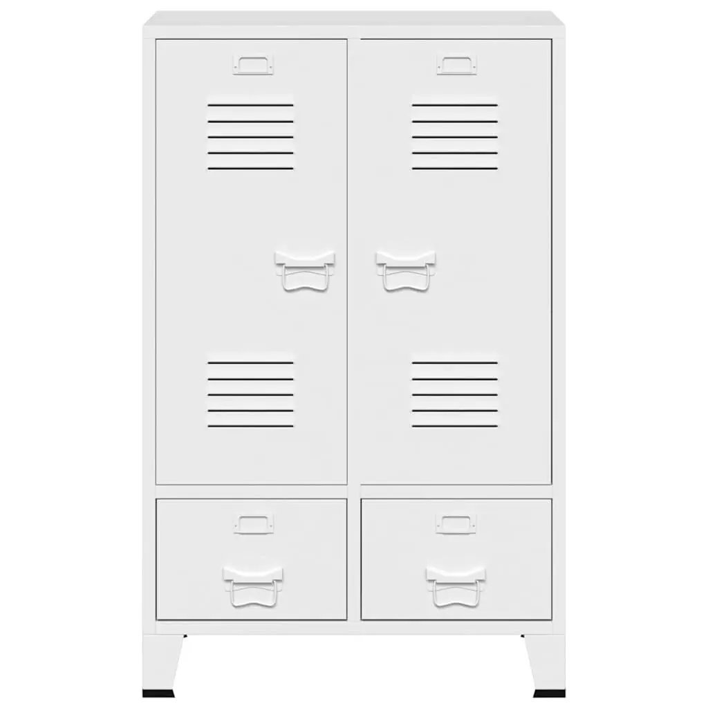 Industrial Storage Wardrobe Cabinet White 2 Drawers 2 Shelves 67W x 35D x 107H cm