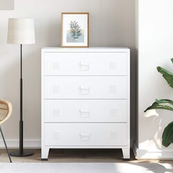 Reliable 4-Drawer Storage Cabinet in White Metal