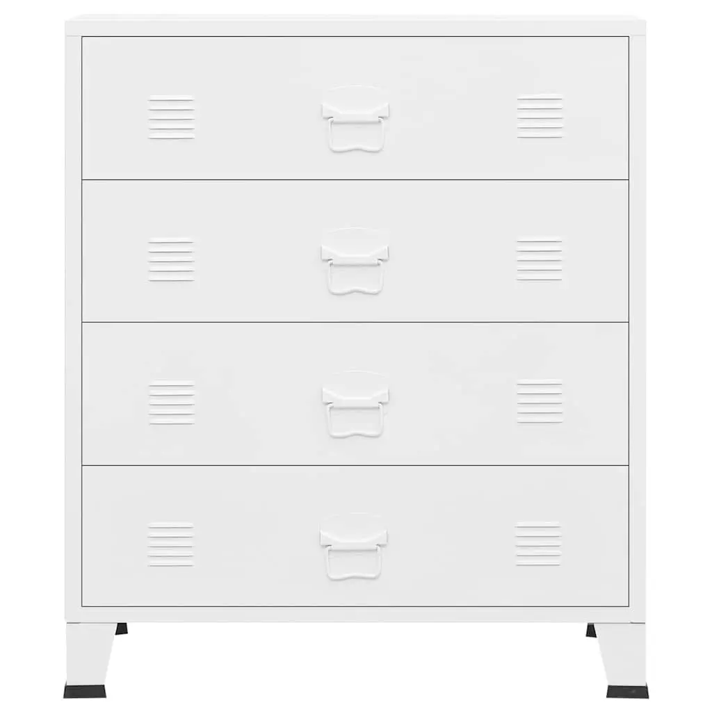 Metal Drawer Cabinet 4-Drawer Storage Unit Organiser White 78W x 40D x 93H cm