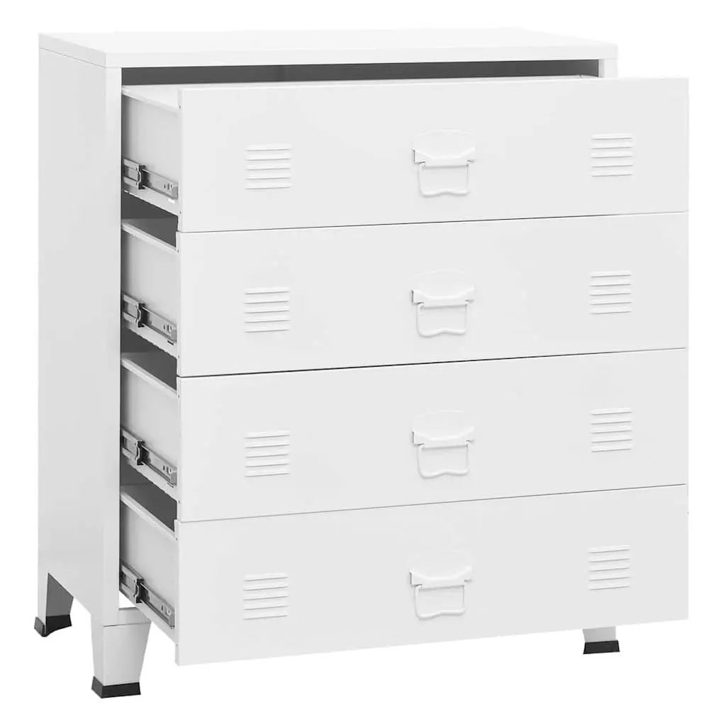 Metal Drawer Cabinet 4-Drawer Storage Unit Organiser White 78W x 40D x 93H cm
