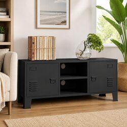 Reliable Industrial TV Cabinet in Black Metal