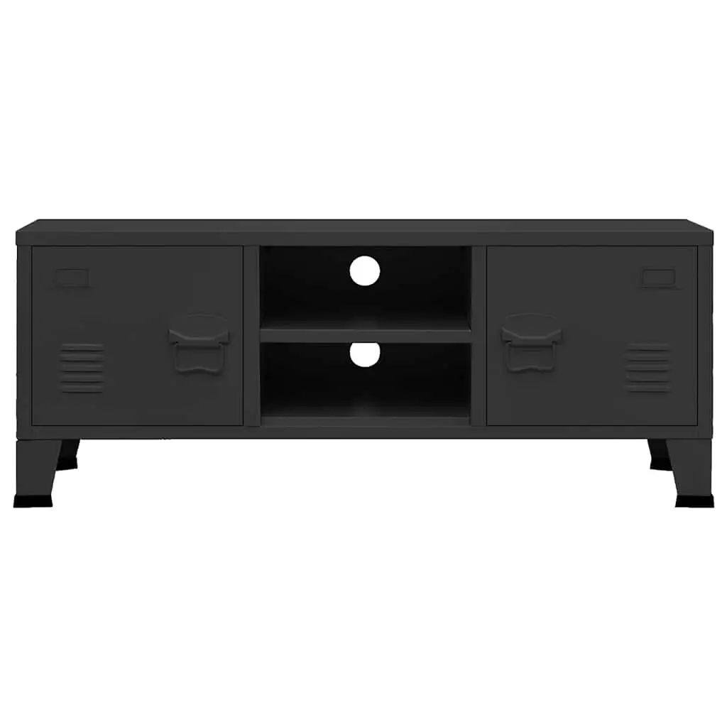 Industrial TV Cabinet in Black Metal