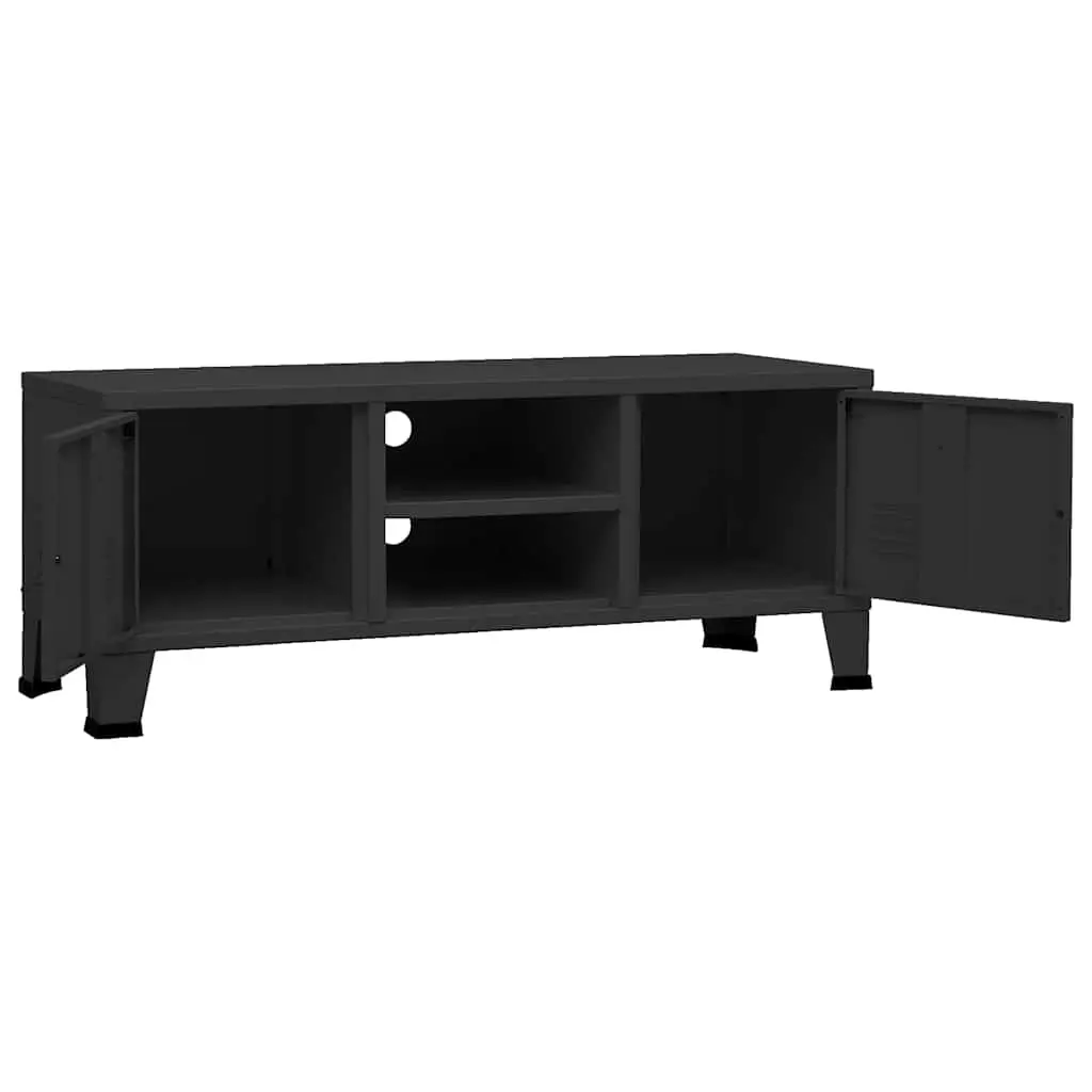 Industrial TV Cabinet in Black Metal