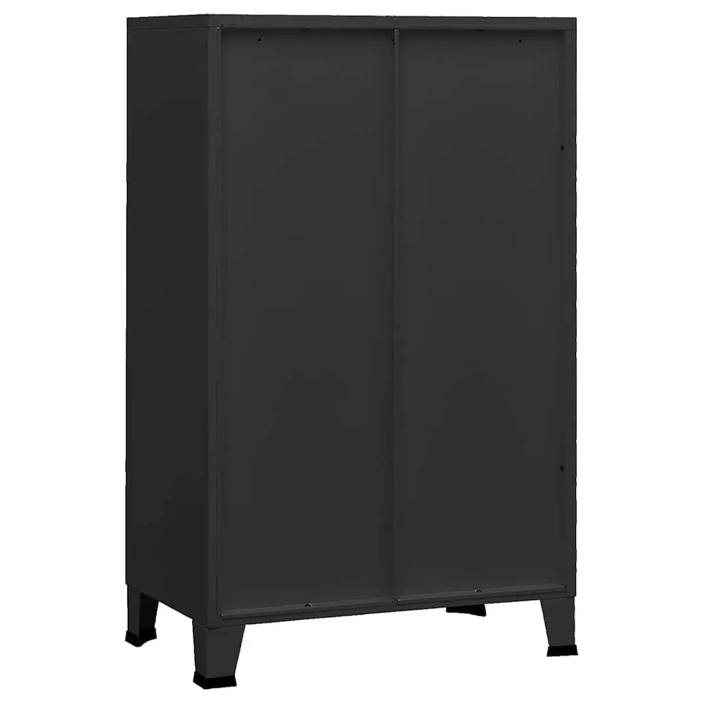 Metal Sideboard Industrial Storage Chest Black 2 Shelves 2 Drawers