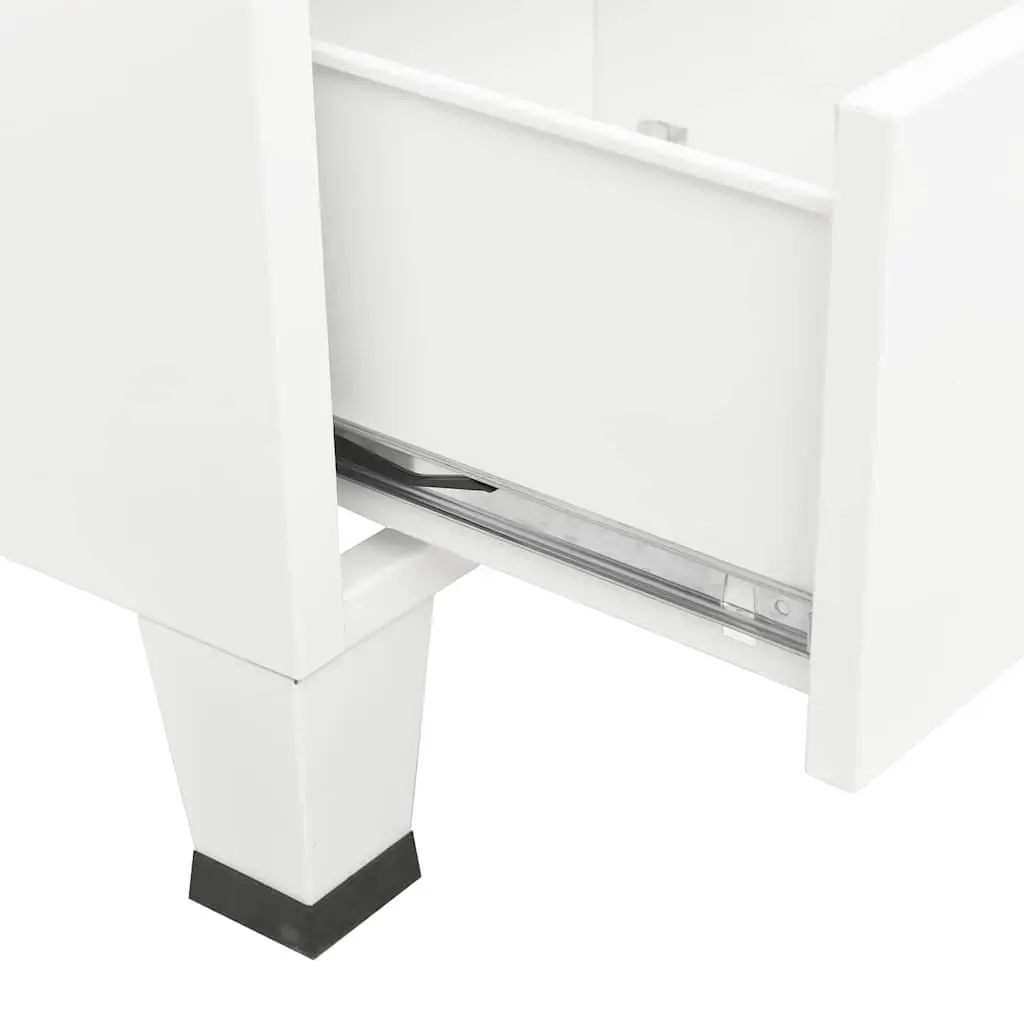 Industrial Storage Chest Organised 70x40x115cm White Metal Cabinet with Drawers Shelves