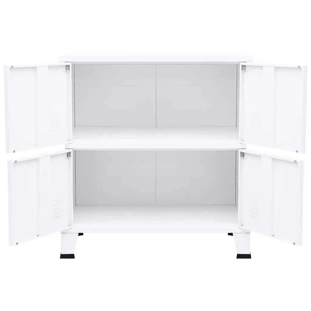 Industrial Storage Chest Steel Cabinet with Shelving 75W x 40D x 80H cm White