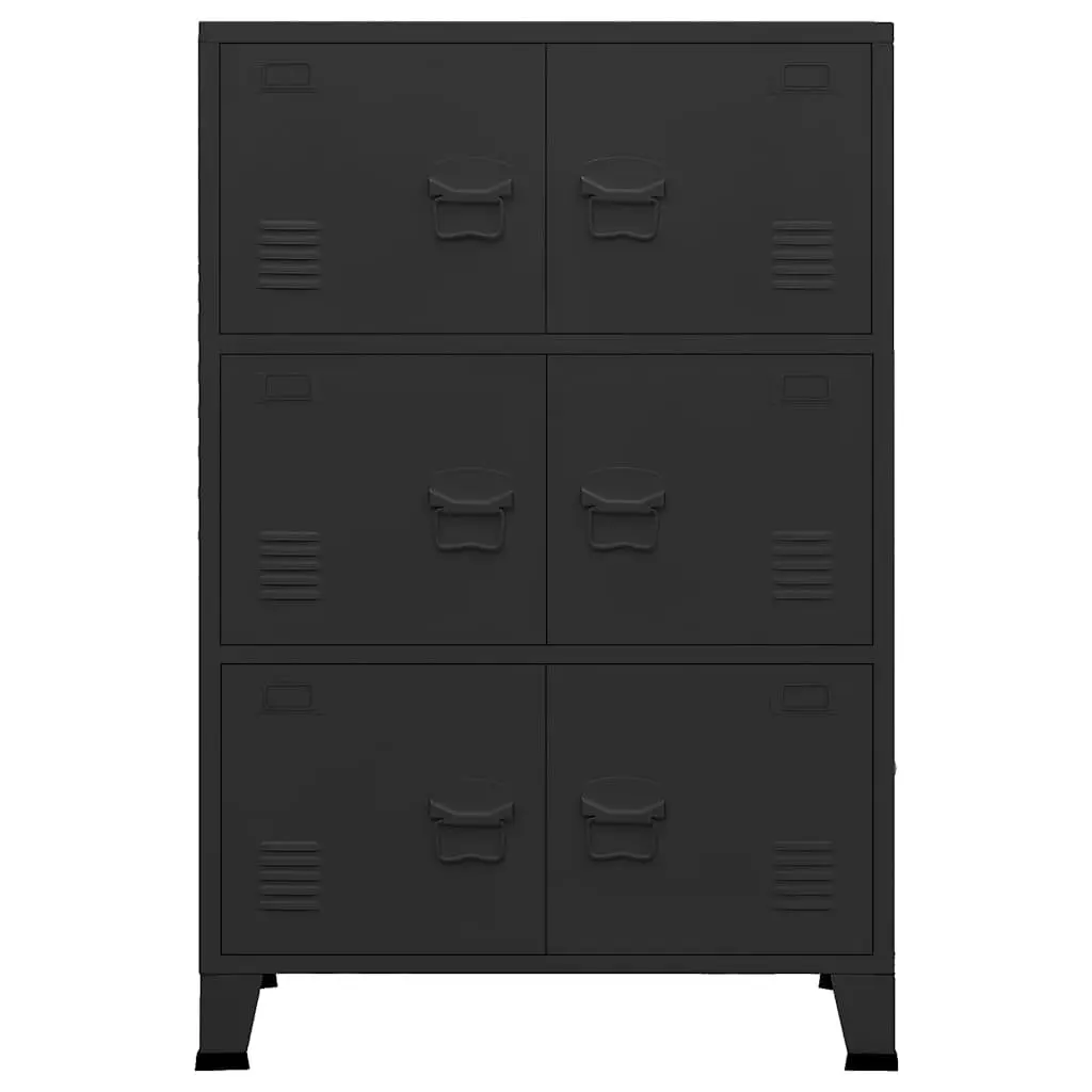Industrial Storage Chest 6-Door Metal Cabinet Black Organiser 75 x 40 x 115 cm