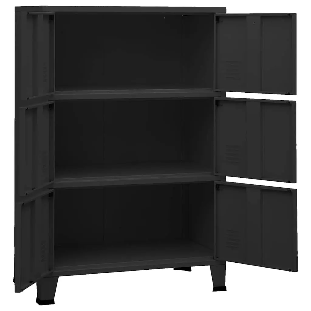 Industrial Storage Chest 6-Door Metal Cabinet Black Organiser 75 x 40 x 115 cm
