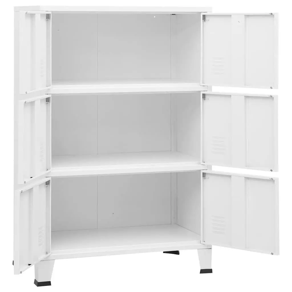 Industrial Storage Chest 6 Door Metal Cabinet White Organiser