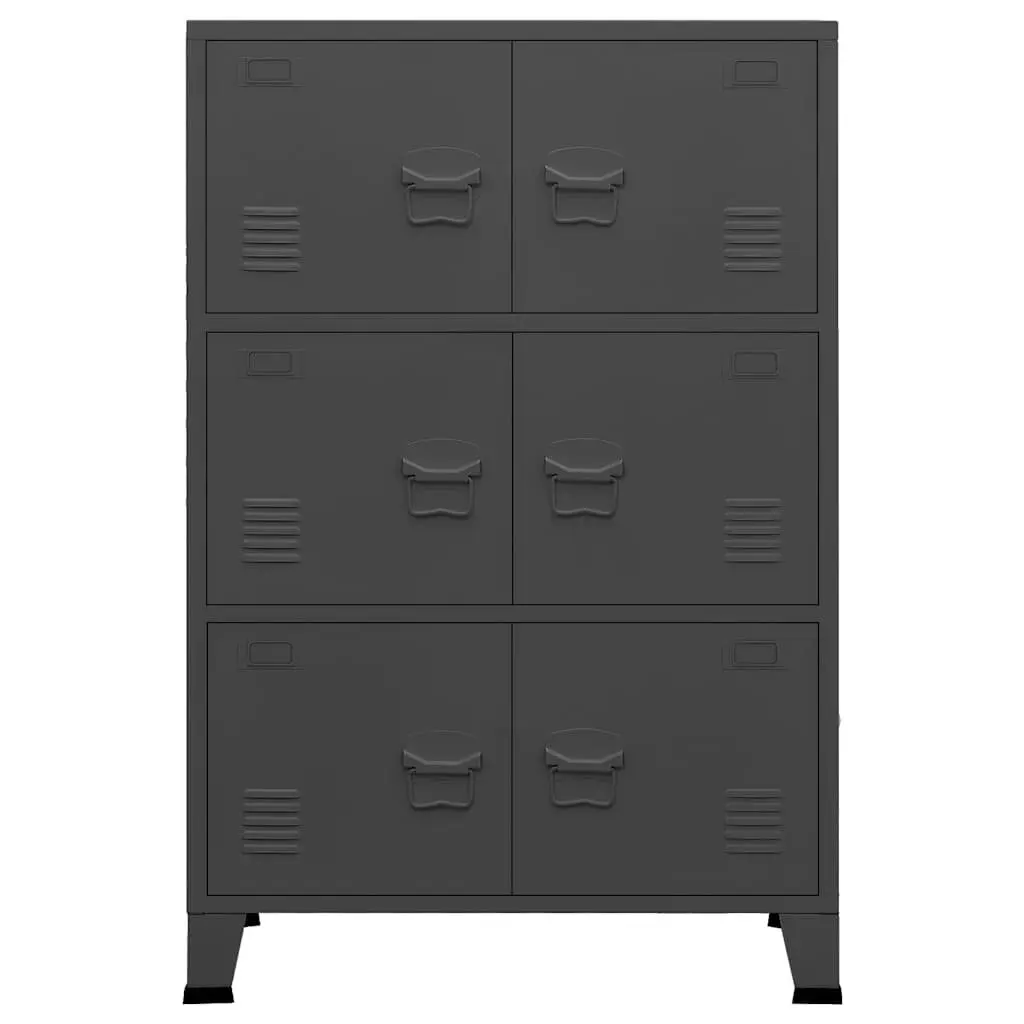Industrial Storage Chest 6 Doors Anthracite Metal Organizer Cabinet