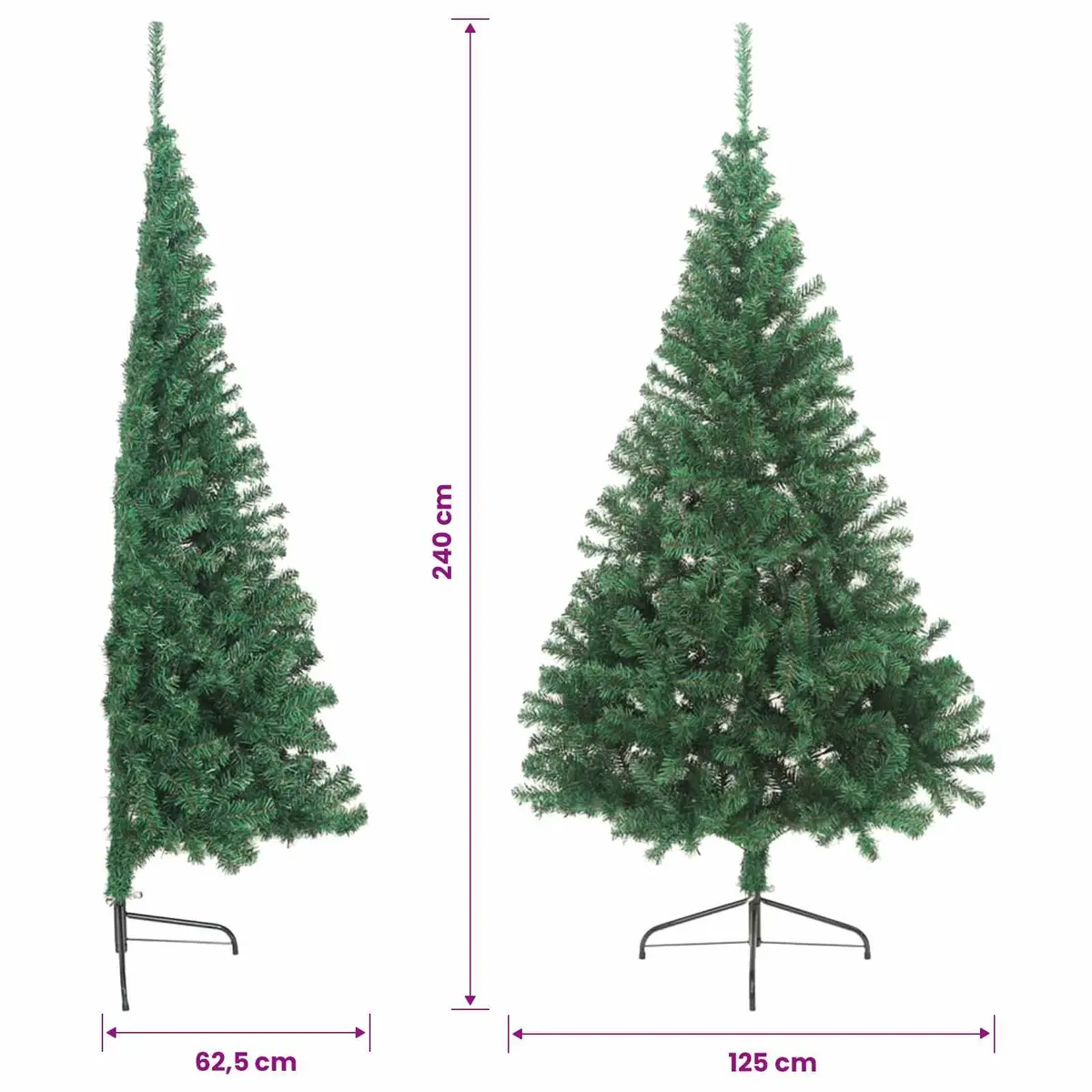 Artificial Christmas Tree Pre-lit Cone Shape 240cm Green Indoor Outdoor