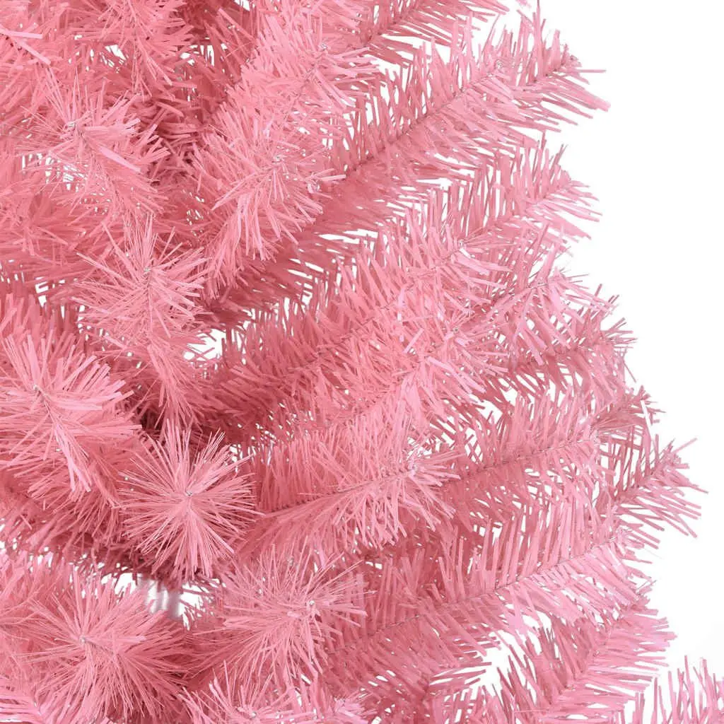 Pre-lit Artificial Christmas Tree Cone Shaped Pink 120cm Holiday Decoration