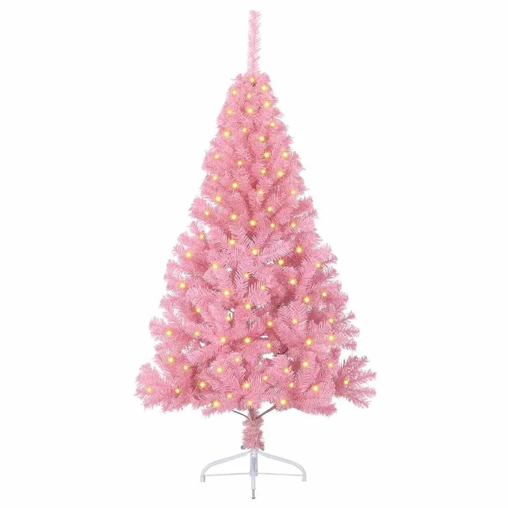 Artificial Christmas Tree Pre-lit 150cm Pink Cone Shape Indoor