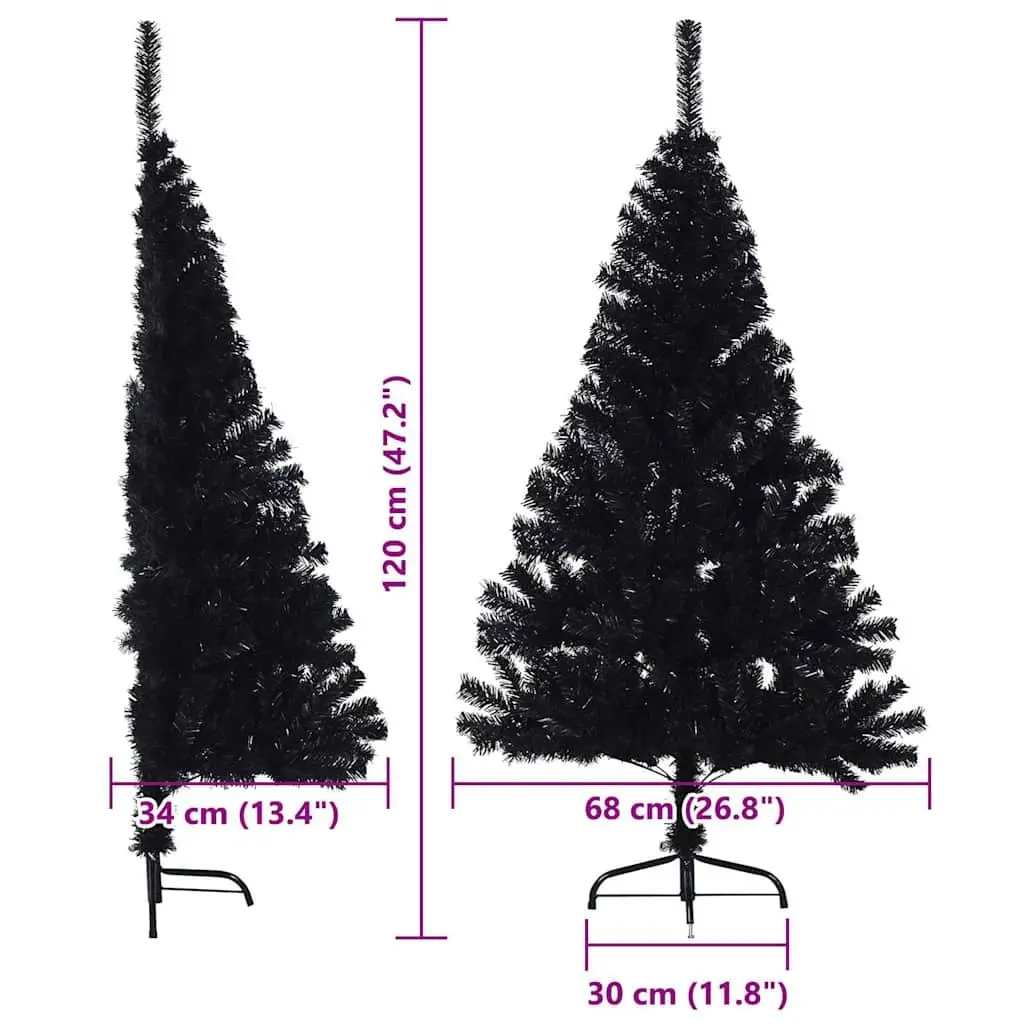 Artificial Christmas Tree Pre-lit 120cm Black Cone LED Warm White Lights Indoor