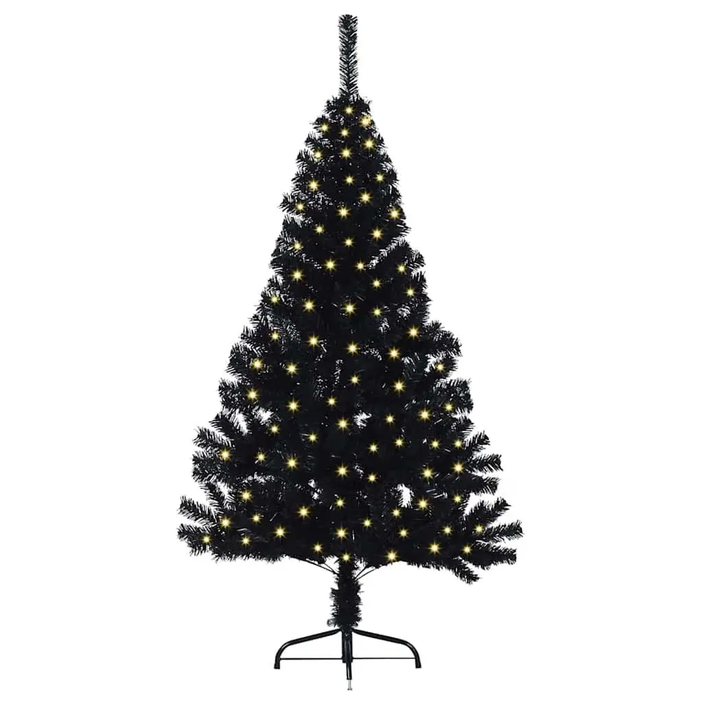 Artificial Christmas Tree Pre-lit 120cm Black Cone LED Warm White Lights Indoor