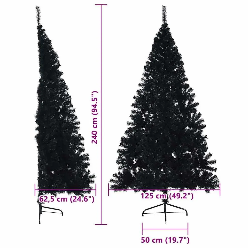 Black Cone Christmas Tree 240cm Artificial Pre-lit Warm White LED Lights Indoor Outdoor Decoration