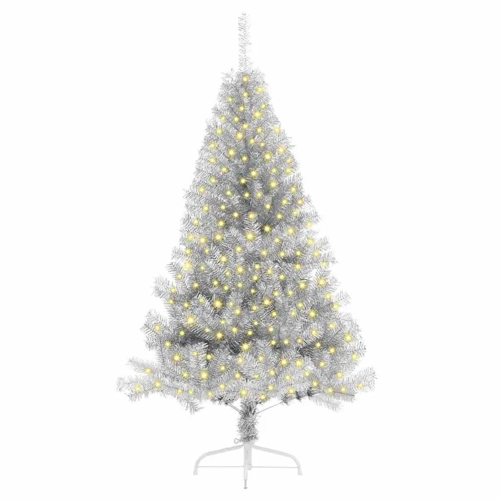 Artificial Christmas Tree Pre-lit 180cm Silver Cone LED Warm White Lights