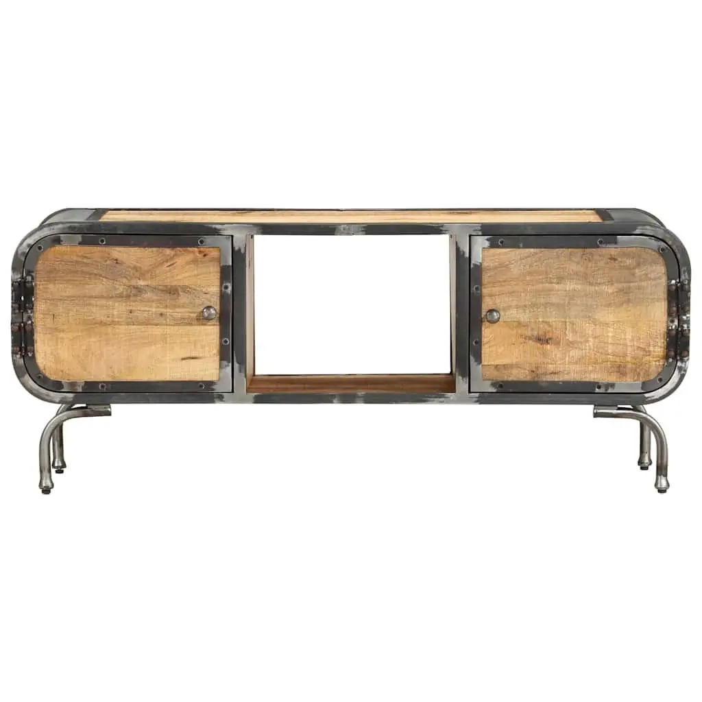 Solid Wood TV Storage Unit with Doors and Shelf Brown 110x30x42 cm