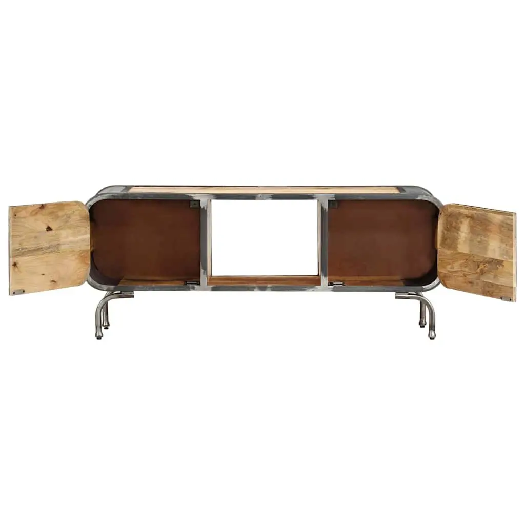 Solid Wood TV Storage Unit with Doors and Shelf Brown 110x30x42 cm