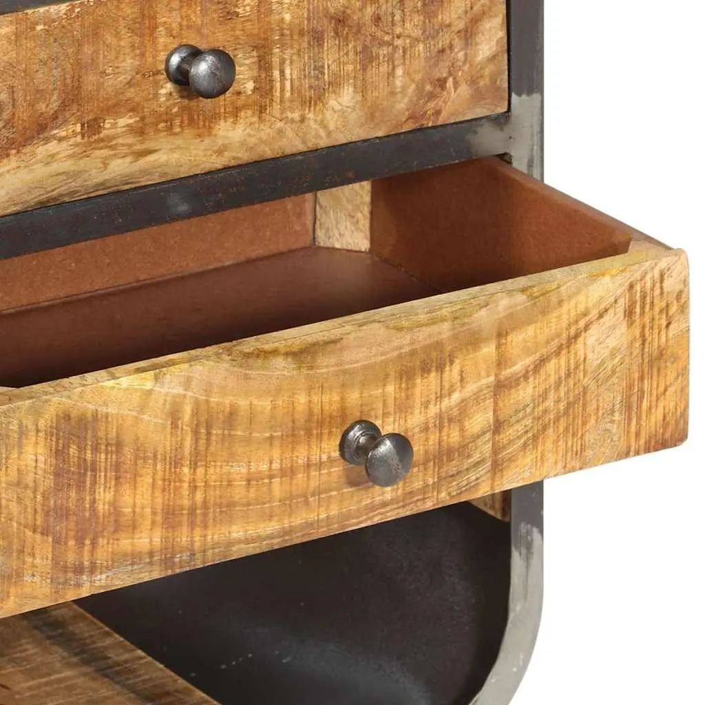 Highboard Cabinet Solid Mango Wood Brown 2 Drawers 4 Shelves Storage Display Unit