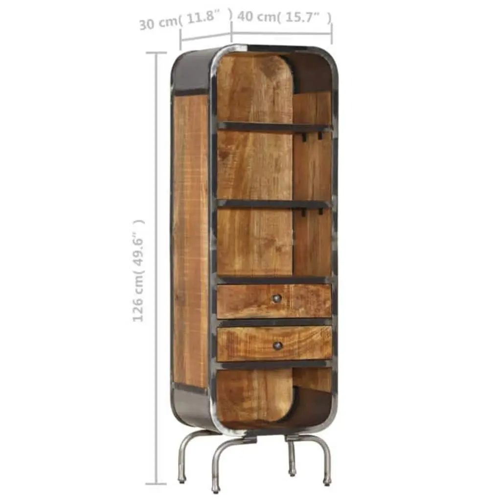 Highboard Cabinet Solid Mango Wood Brown 2 Drawers 4 Shelves Storage Display Unit
