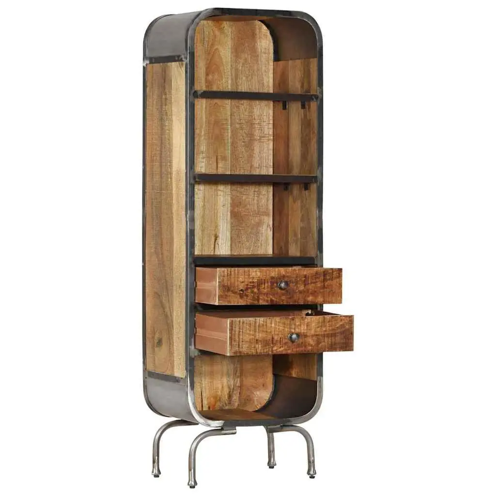 Highboard Cabinet Solid Mango Wood Brown 2 Drawers 4 Shelves Storage Display Unit