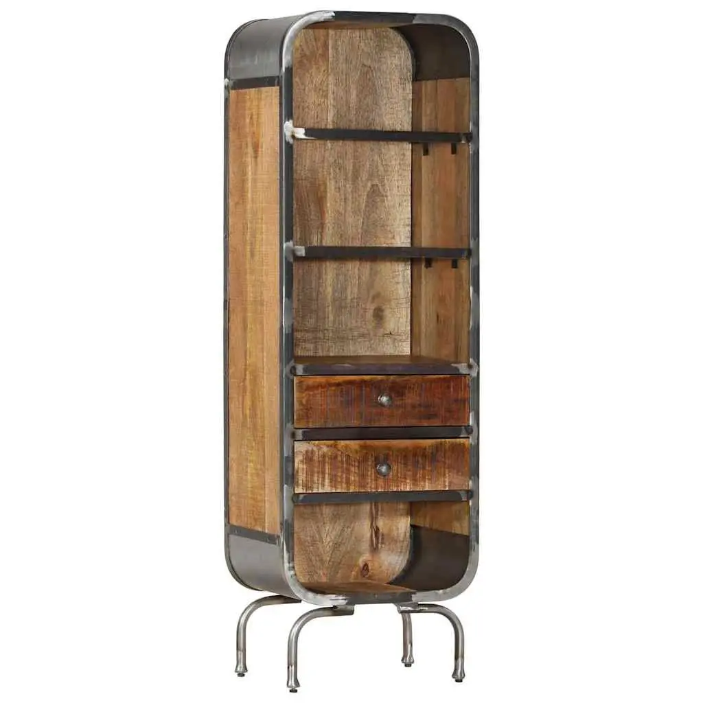 Highboard Cabinet Solid Mango Wood Brown 2 Drawers 4 Shelves Storage Display Unit