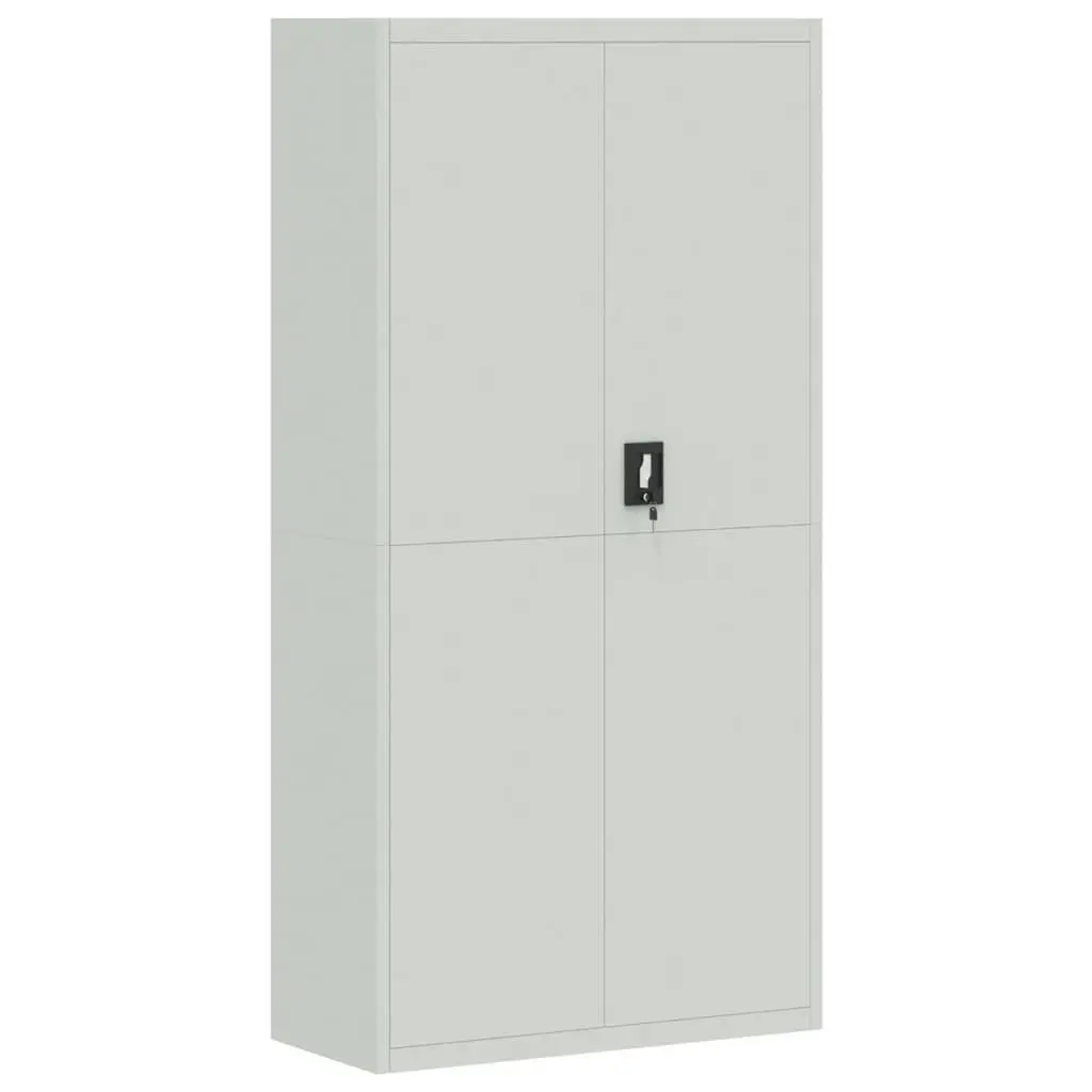 Grey Steel File Cabinet with Lock and Shelves