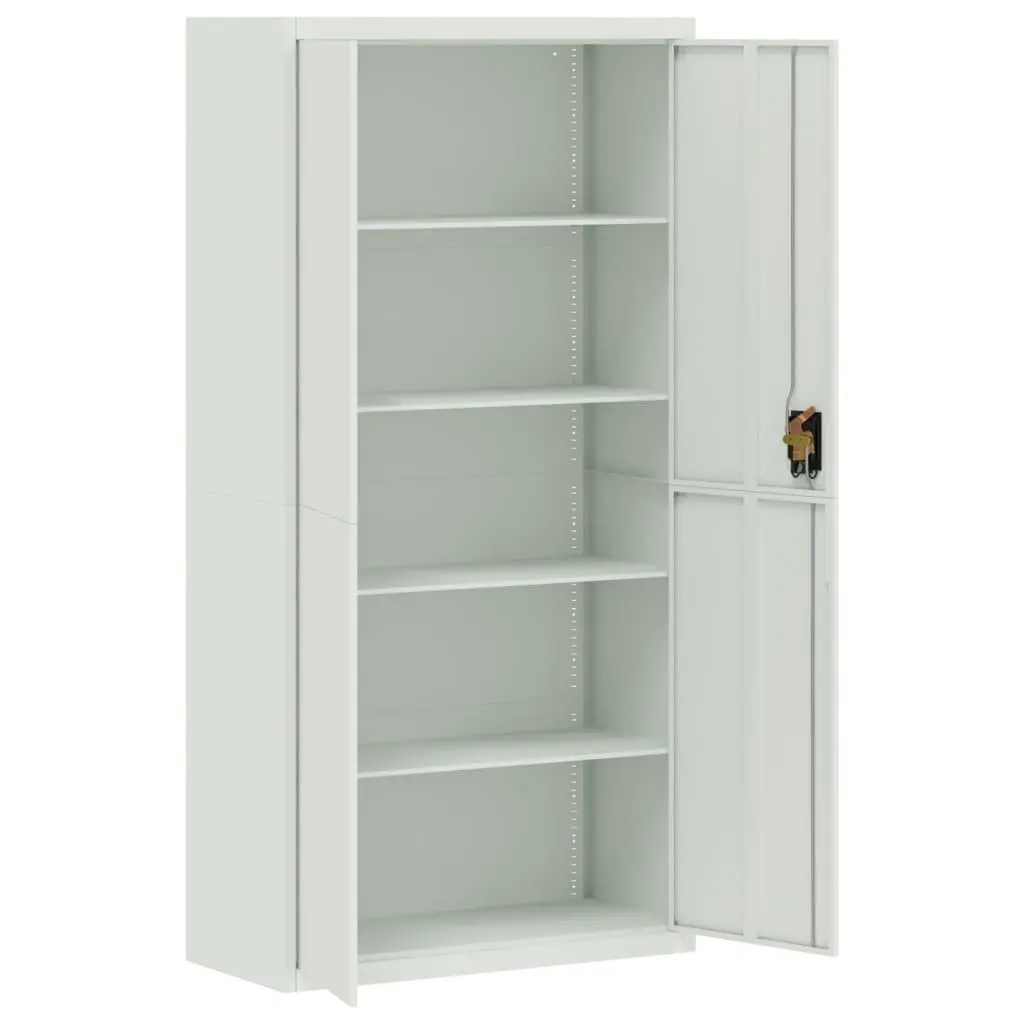 Grey Steel File Cabinet with Lock and Shelves