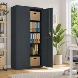 File Cabinet Anthracite 90x40x180cm Steel Storage Lockable Adjustable Shelves