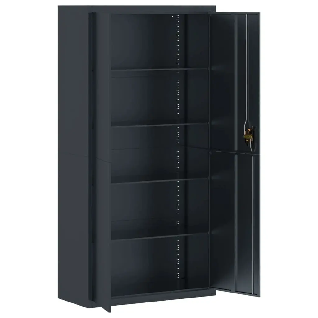 File Cabinet Lockable 90x40x180cm Anthracite Steel Adjustable Shelves