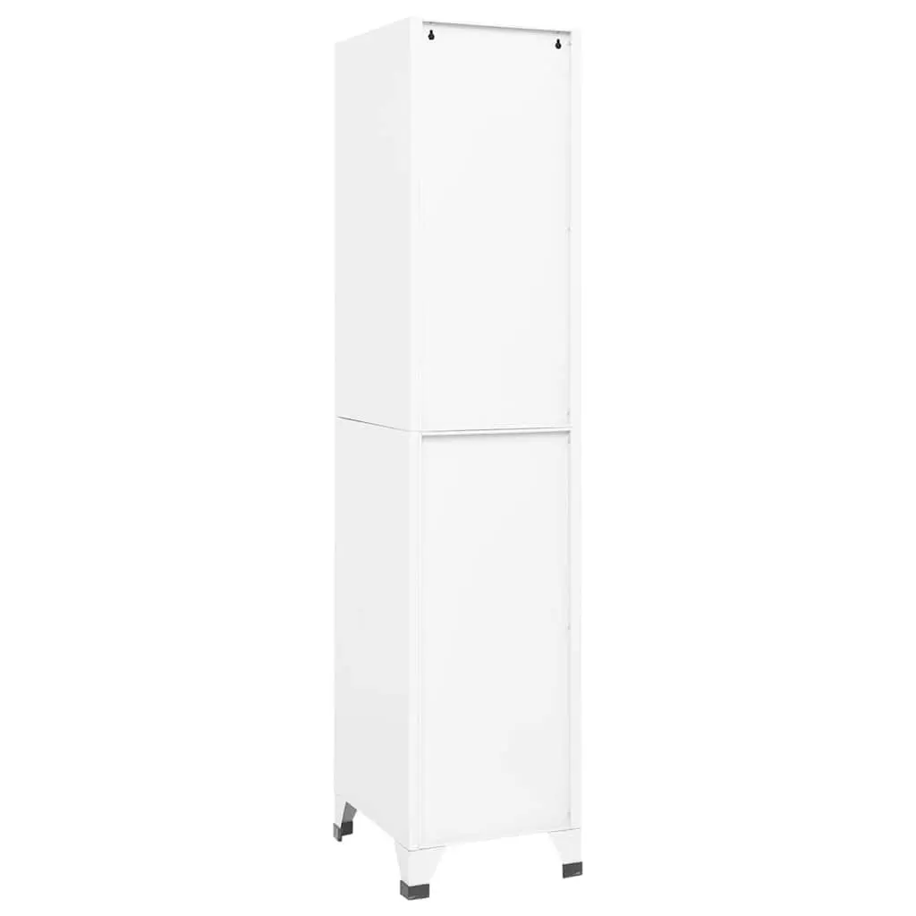 Steel Locker Cabinet White Storage Compartment Lockable Doors 38W x 45D x 180H cm