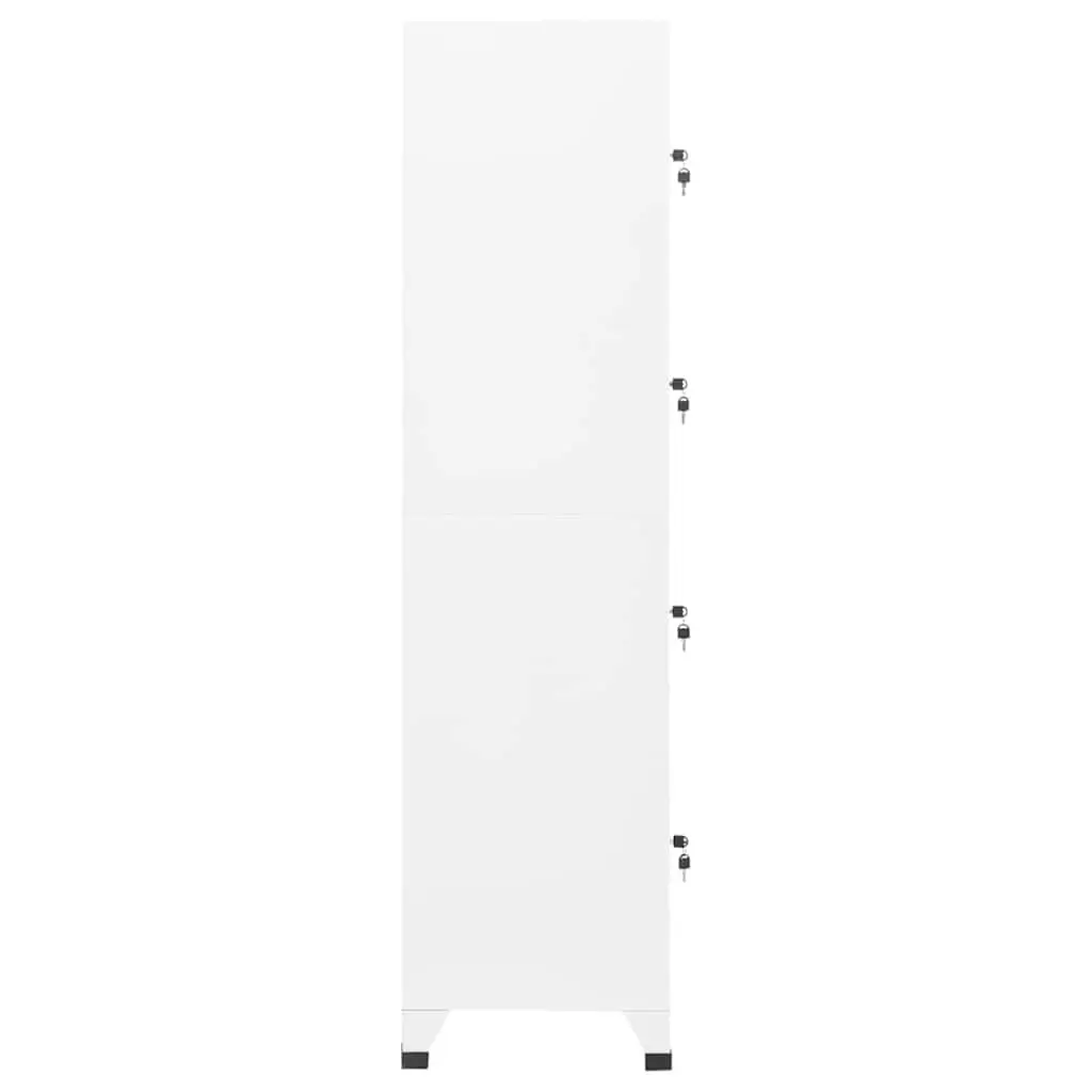 Steel Locker Cabinet White Storage Compartment Lockable Doors 38W x 45D x 180H cm