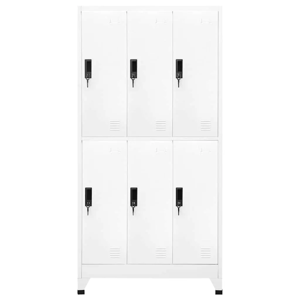 Locker Cabinet Storage Unit Lockable Compartments 90W x 45D x 180H cm White Steel