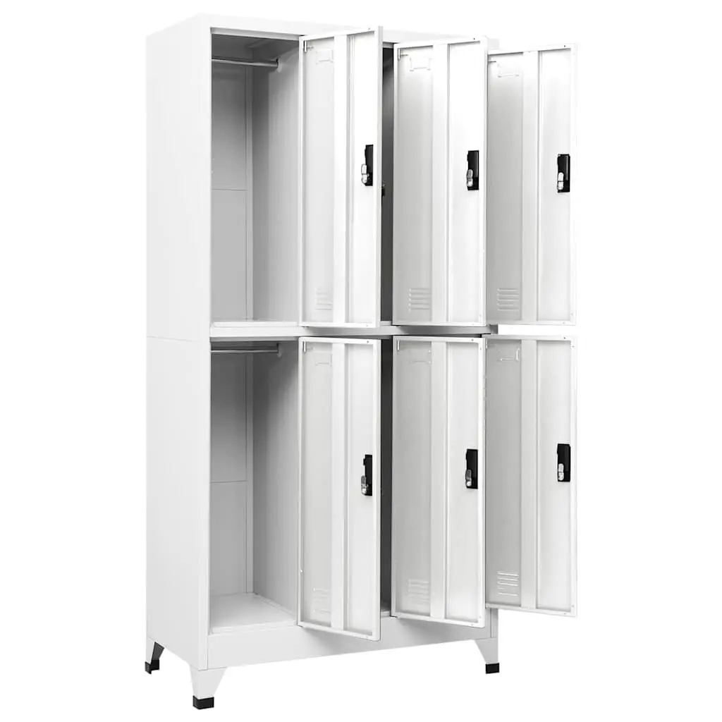 Locker Cabinet Storage Unit Lockable Compartments 90W x 45D x 180H cm White Steel
