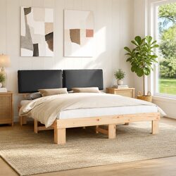 Quality Wooden Bed Frame with Upholstered Headboard