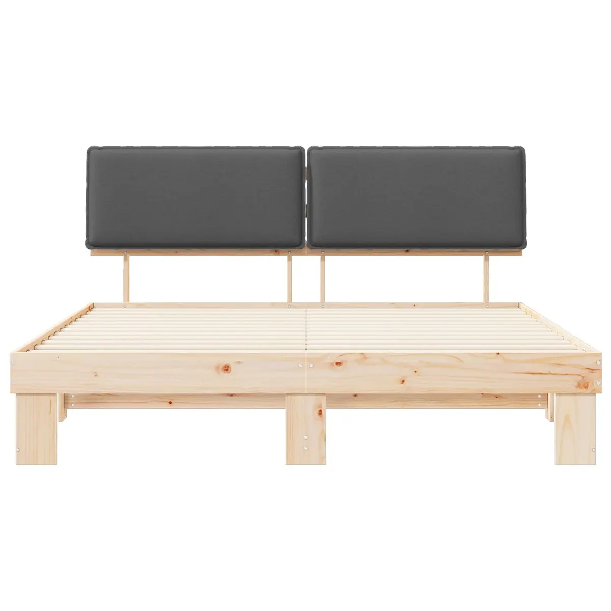 Wooden Bed Frame with Upholstered Headboard Grey 180 x 200 cm Modern Design