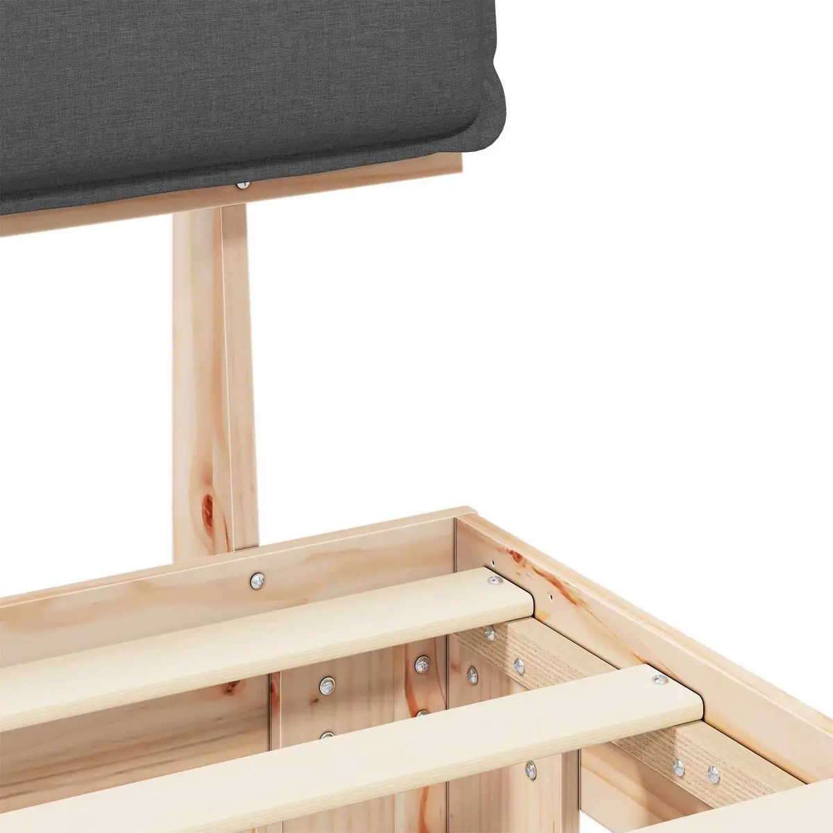 Wooden Bed Frame with Upholstered Headboard Grey 180 x 200 cm Modern Design
