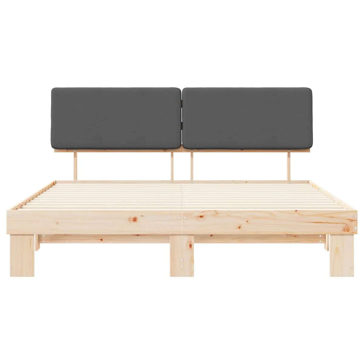 Bed Frame Upholstered Headboard 180x200cm Platform Slatted Base Grey