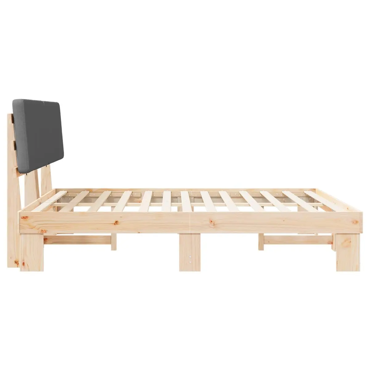 Bed Frame Upholstered Headboard 180x200cm Platform Slatted Base Grey