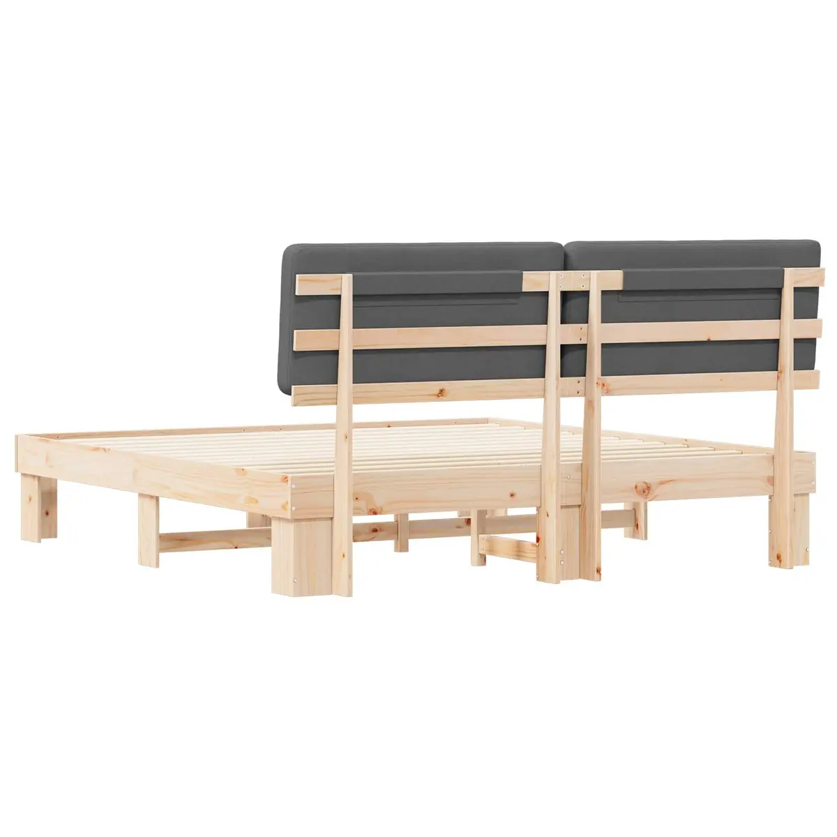 Bed Frame Upholstered Headboard 180x200cm Platform Slatted Base Grey