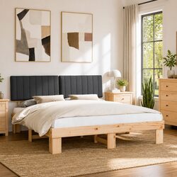 Bed Frame with Upholstered Headboard Grey 180 x 200 cm Modern Bedroom Furniture