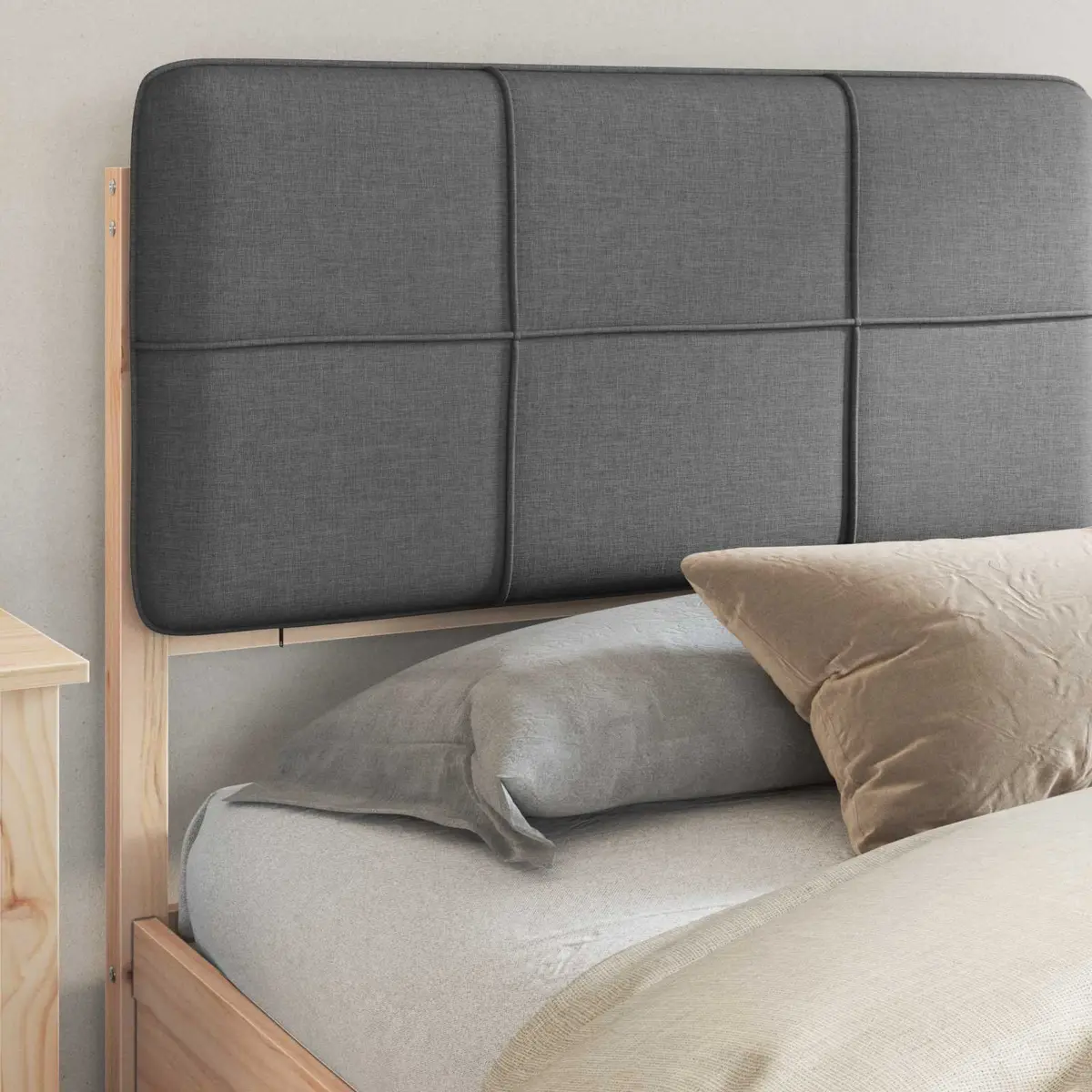 Bed Frame Upholstered Headboard 180 x 200 cm Grey Modern