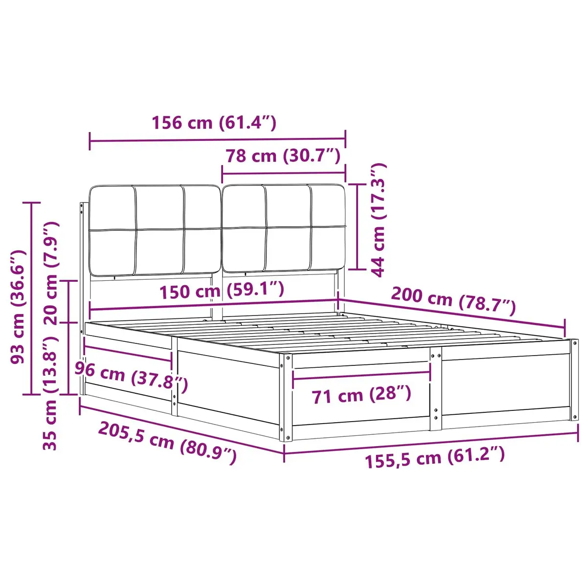 Grey Upholstered Bed Frame