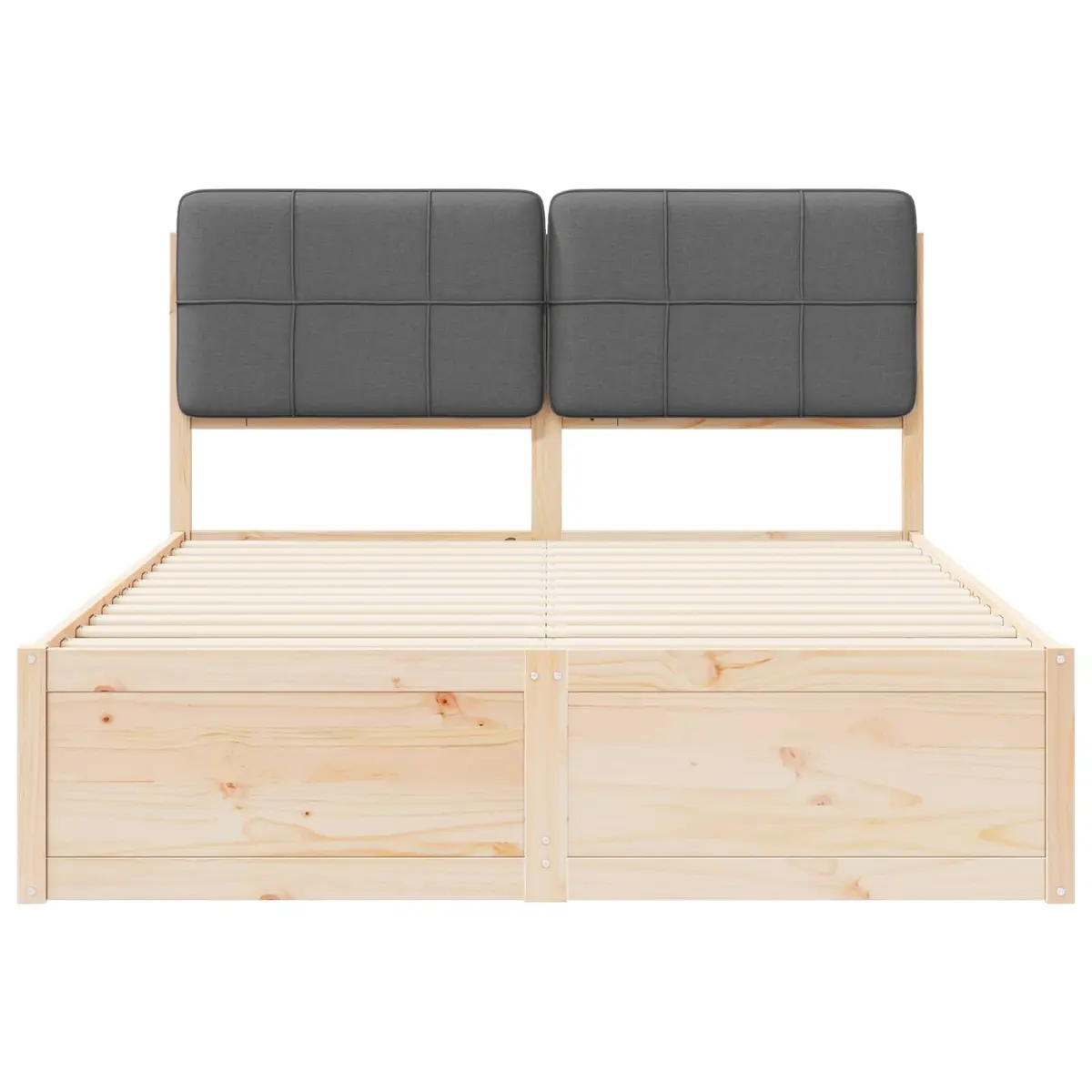 Bed Frame with Upholstered Headboard Grey 135 x 190 cm Modern Wooden Platform