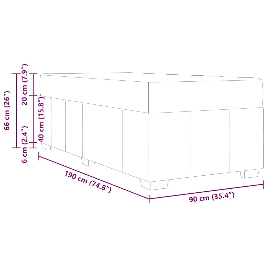 Bed Frame with Mattress 90 x 190 cm Black Fabric Box Spring Modern Bedroom