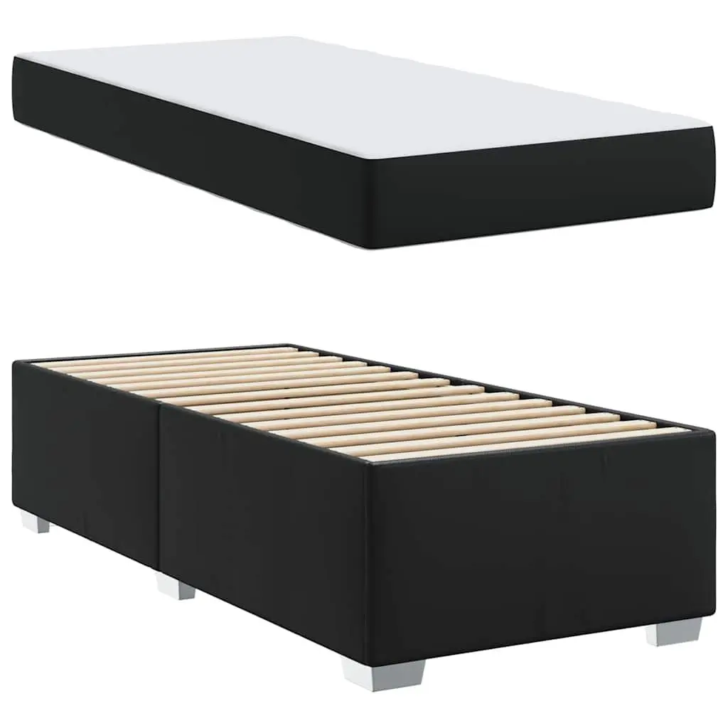 Bed Frame with Mattress Black 90 x 190 cm Modern Bedroom Furniture Fabric