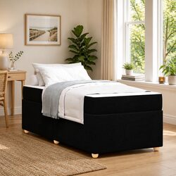 Bed Frame with Mattress Black 90 x 190 cm Modern Minimalist Design Engineered